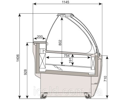 [ALT] Вітрина для морозива 1,56м / 1,14м