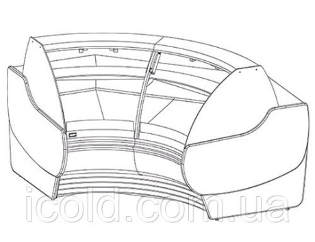 [ALT] Угловая холодильная витрина / витрина для мясной продукции, округлый угол 90° / 1,15 м (Внутр.)