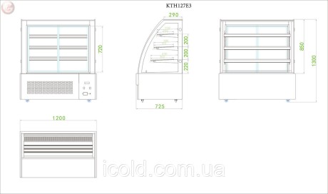 [ALT] Вітрина кондитерська 1,20 м / 3 полиці (LED підсвітка)