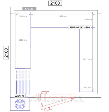 [ALT] Холодильна камера 2,1 x 2,1 м - висота: 2,01 м - 7,0 м³