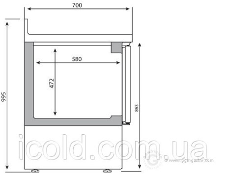 [ALT] Холодильний стіл (GN 1/1) - з 3 дверима