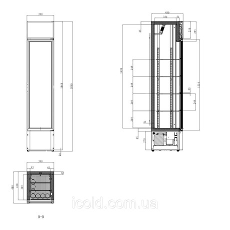 [ALT] Schmaler Getränkekühlschrank - 160 Liter - Schwarz | Flaschenkühlschrank | Kühlschrank | Displaykühlschrank | Gastro